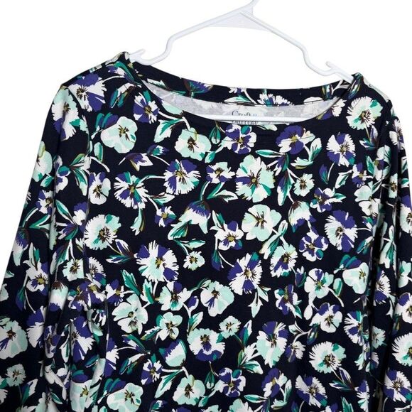 Croft & Barrow T-Shirt Women's Petite XL Boat Neck 3/4 Sleeve Floral Top - Picture 2 of 8